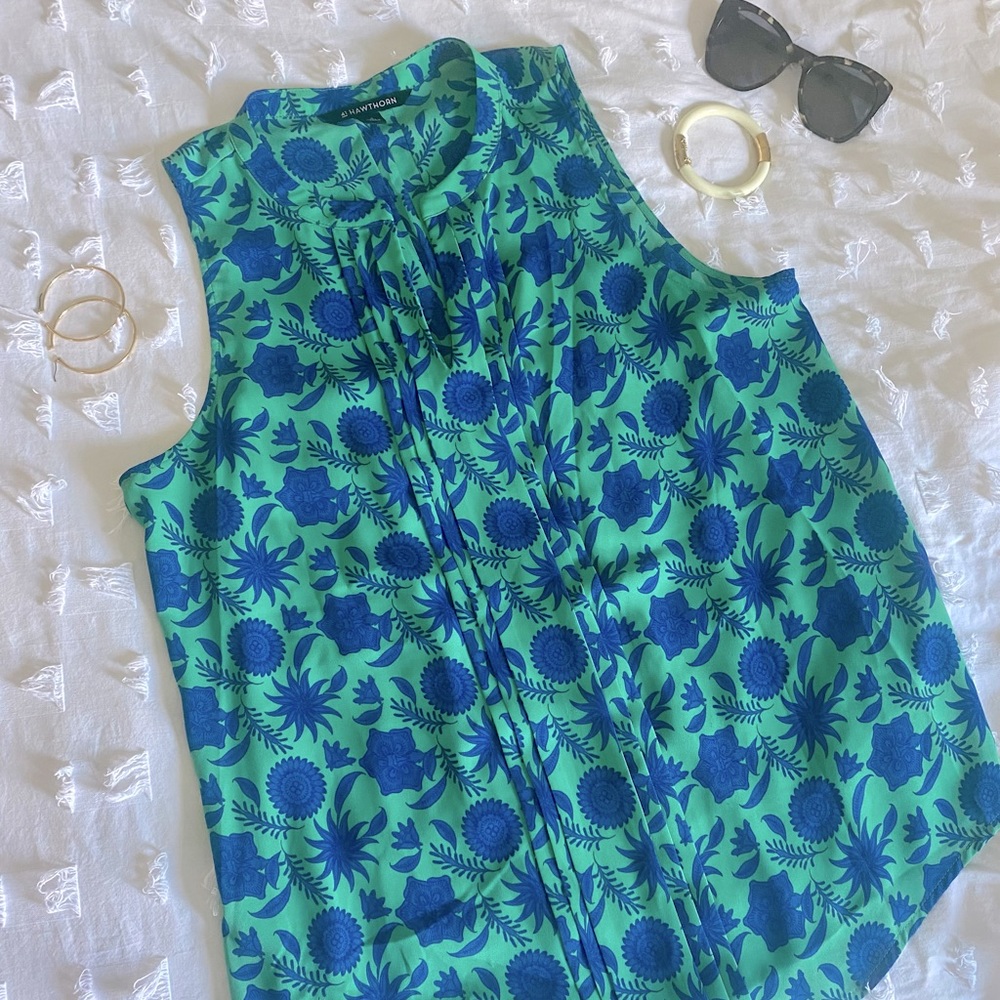 41 Hawthorne Floral print Sleeveless Blouse, Size M